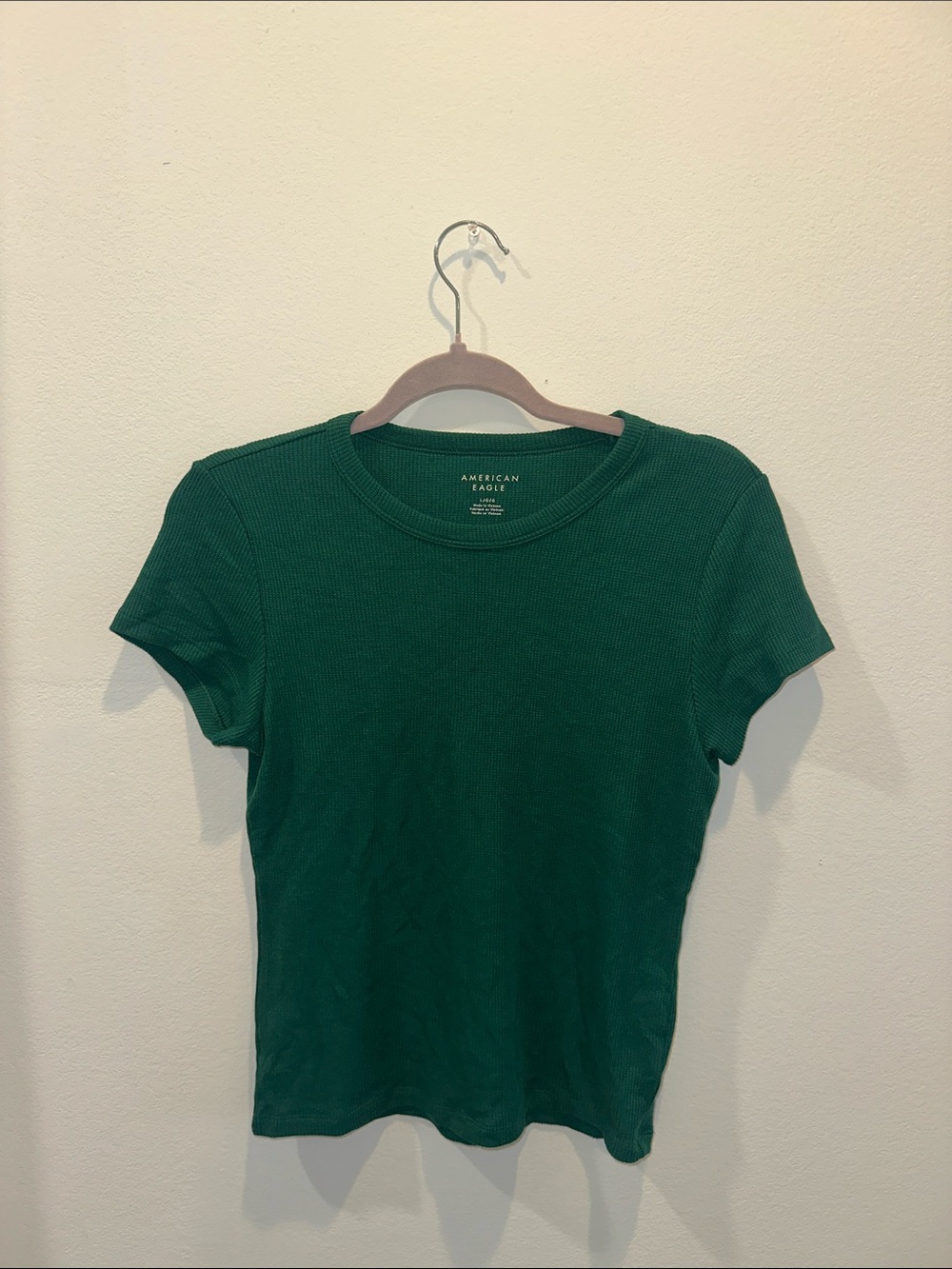 American Eagle Outfitters Short Sleeve Ribbed Tee — Forest Green